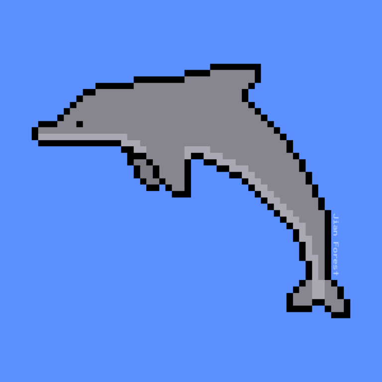 pixel dolphin, pixel animal, jian forest